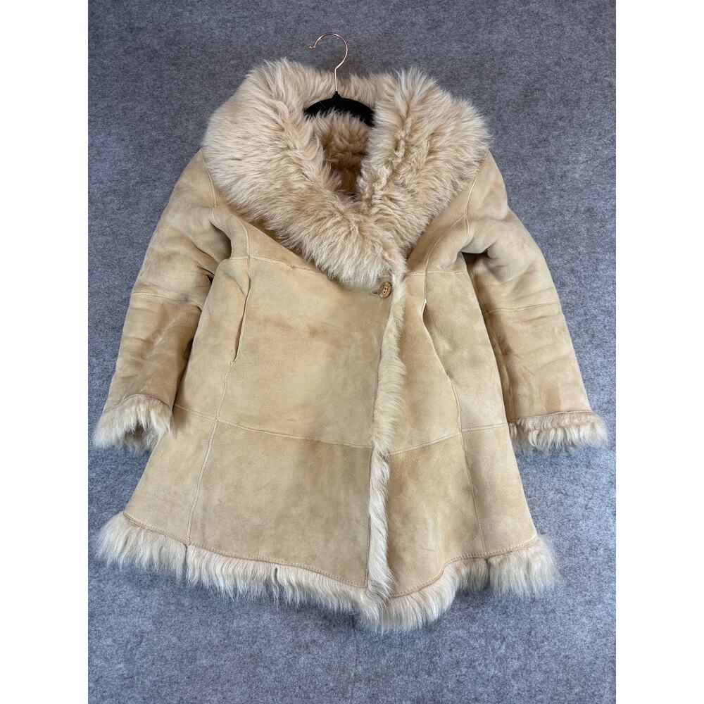 Mini A Ture Beige Teddy Jacket with Fur Trim